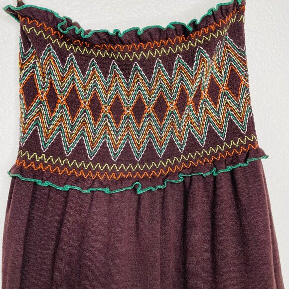 Hazel by Anthro Y2K Tube Top Dress Embroidered Smocked Retro Small - Picture 9 of 9